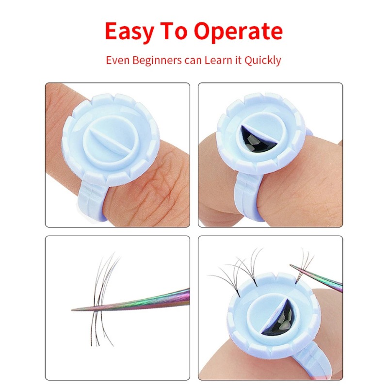 Eyelash Extension Guide - 100 個使い捨てまつげ接着剤リングカップタトゥー顔料ホルダーコンテナメイクアップ女性のためのまつげエクステンション用品ツール