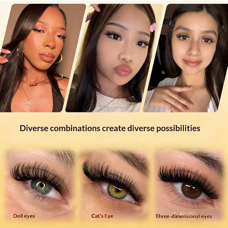 Faux Mink Lash - 新しいDIYまつげエクステキット、接着剤不要の個別まつげクラスター、フェイクミンクまつげエクステミックスセット、自然なまつげ仕上げ