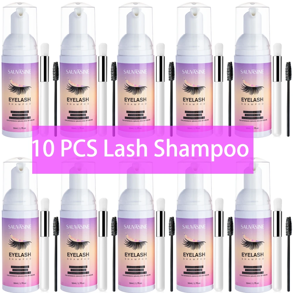 Eyelash Extension Glue Remover - 5/10 個 50 ミリリットルまつげエクステンションシャンプー泡ムースキット高速メイク接着剤除去泡セット深くブラシでクリーニング女性のための