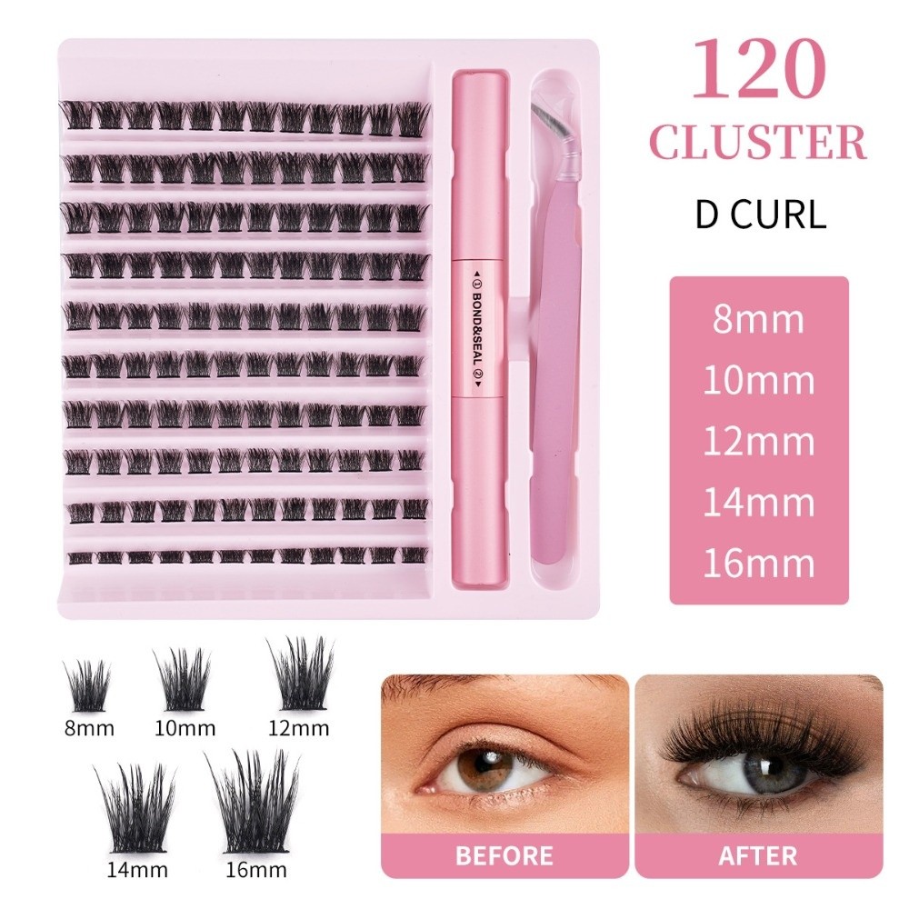 Eyelash Extension Wispy Look - 高品質ボンド＆シールつけまつげ ナチュラルルック クラスターデザイン 個別まつげ ウィスピー風 DIYまつげエクステ