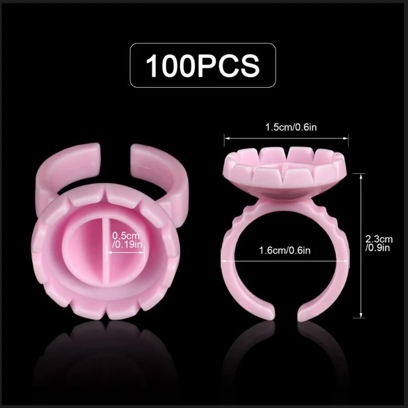 100 個使い捨てまつげ接着剤リングカップタトゥー顔料ホルダ - Eyelash Extension Guide のレビューと価格