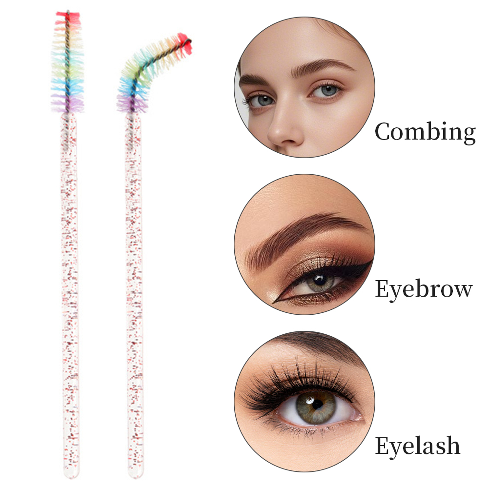 50 個レインボークリスタルまつげメイクブラシ使い捨てマイク - Eyelash Extension Guide のレビューと価格