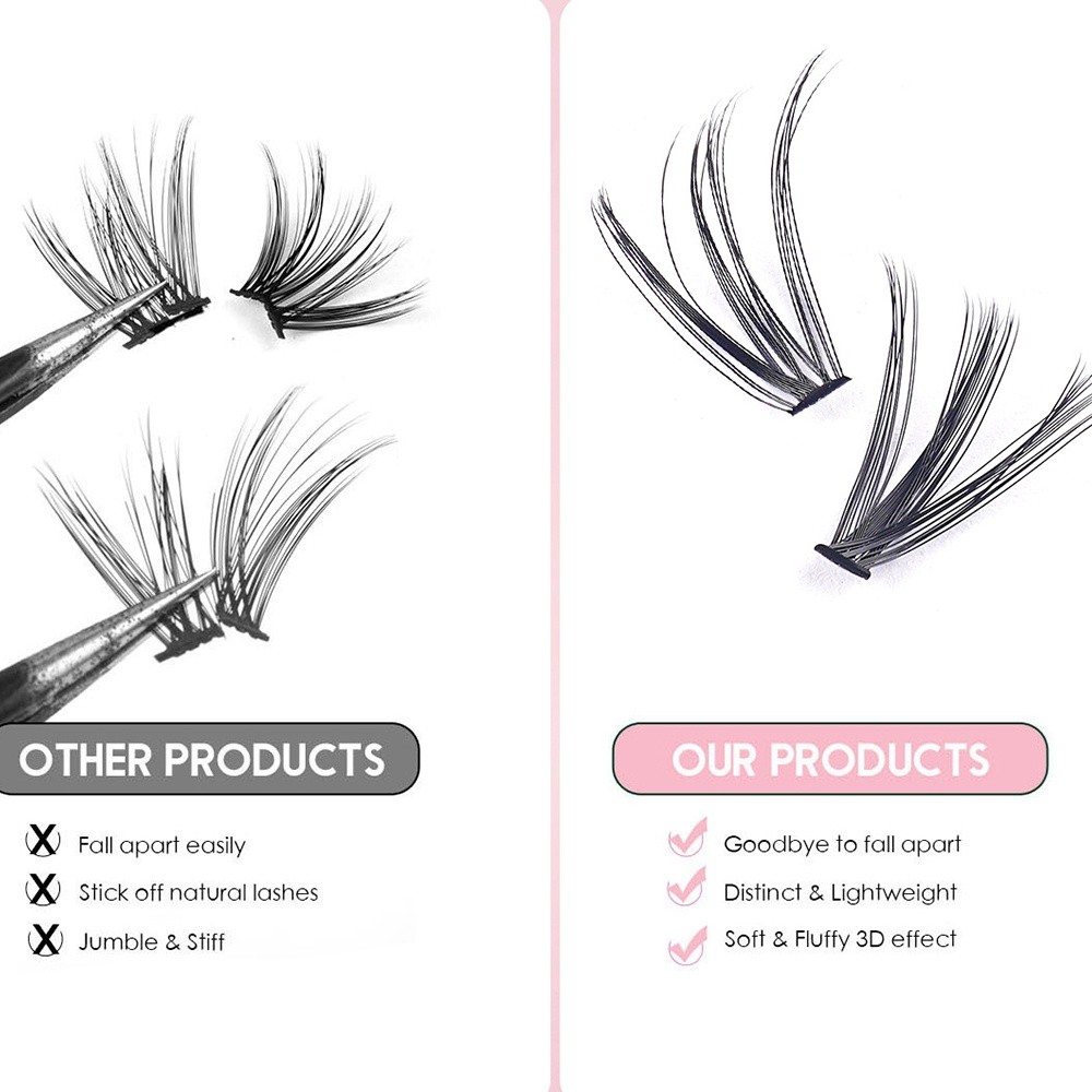 8-16mmの長さのつけまつげ、接着剤とシーラー付き、自然な - Eyelash Extension Wispy Look のレビューと価格